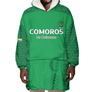 Custom Comoros Football Wearable Blanket Hoodie Go Champions Green Les Coelacantes - African Pride