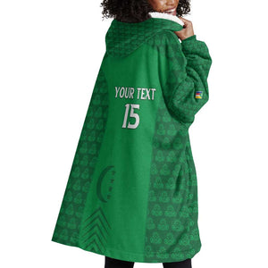 Custom Comoros Football Wearable Blanket Hoodie Go Champions Green Les Coelacantes - African Pride