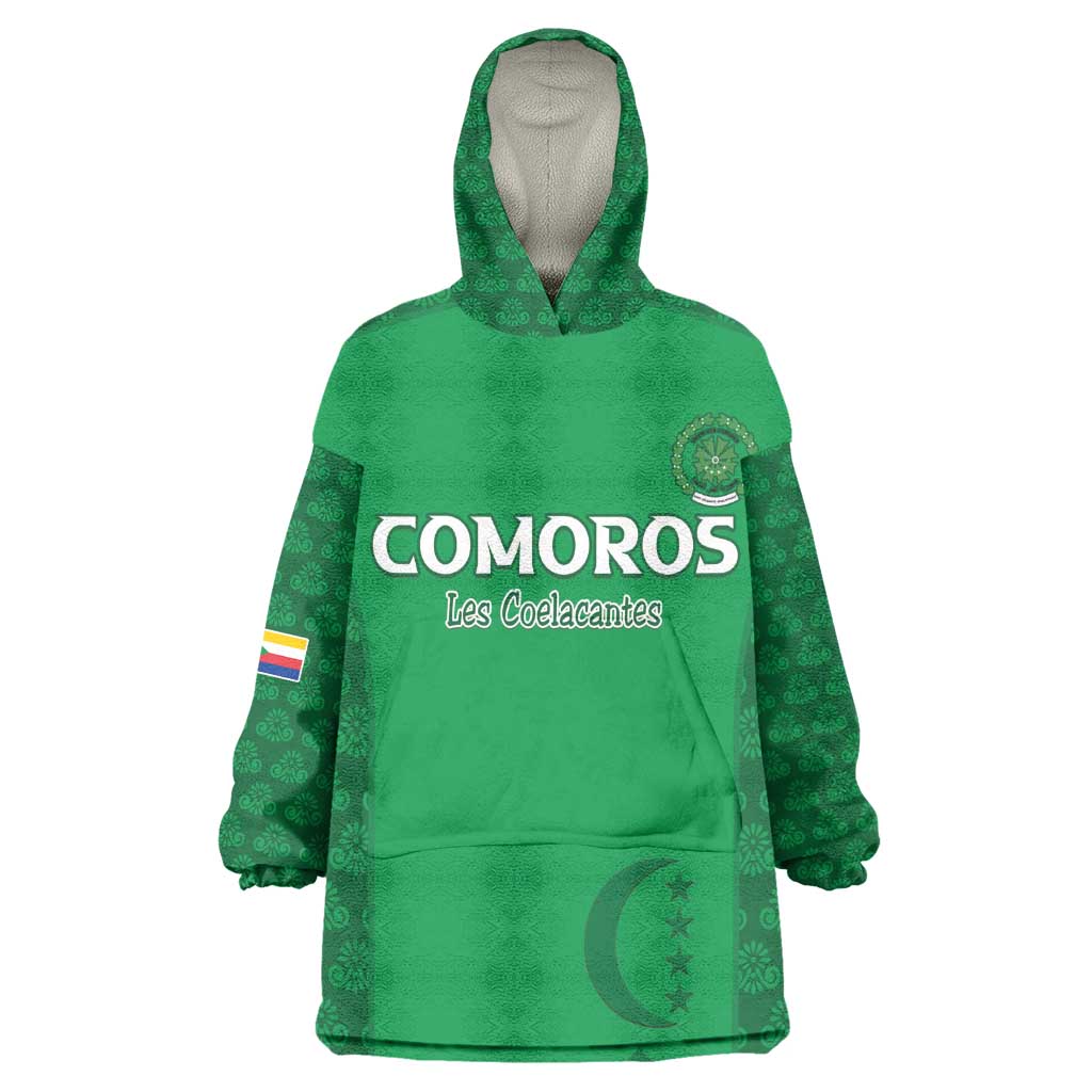 Custom Comoros Football Wearable Blanket Hoodie Go Champions Green Les Coelacantes - African Pride
