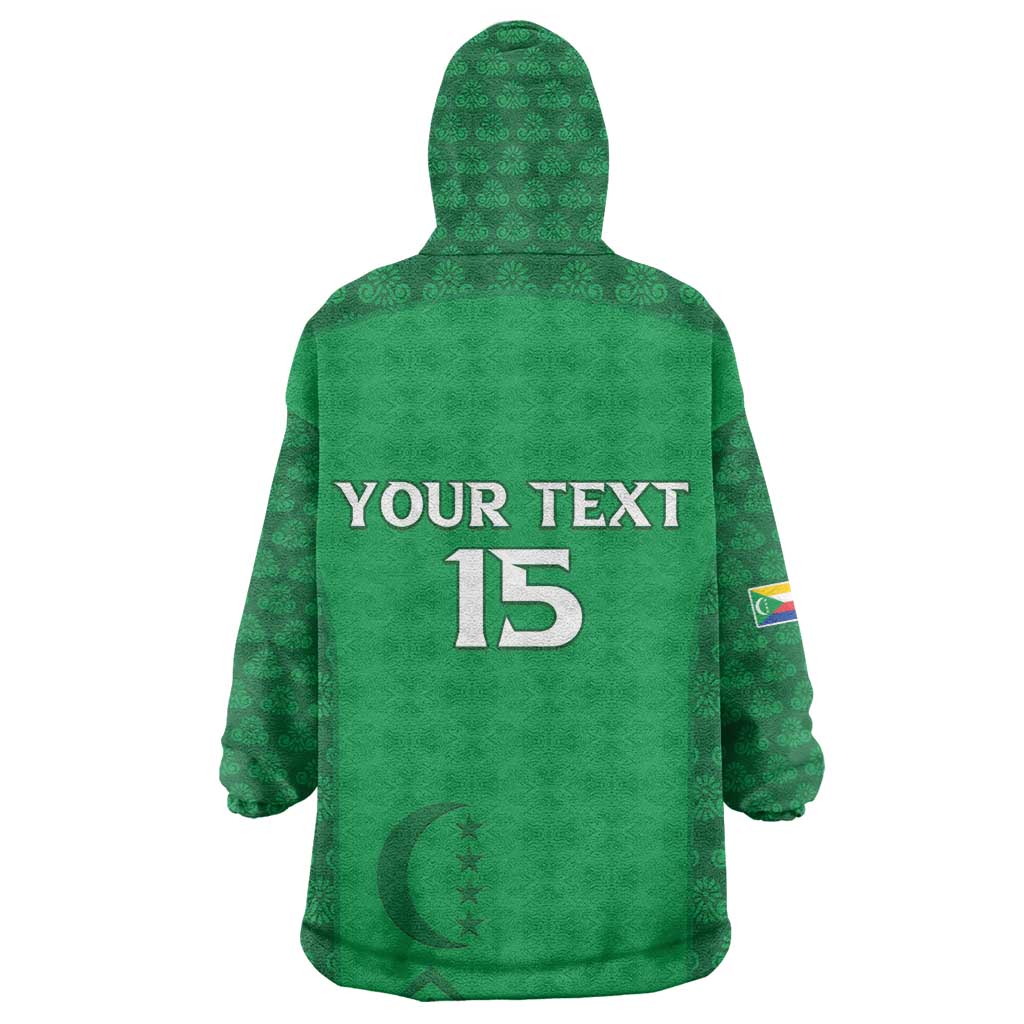 Custom Comoros Football Wearable Blanket Hoodie Go Champions Green Les Coelacantes - African Pride