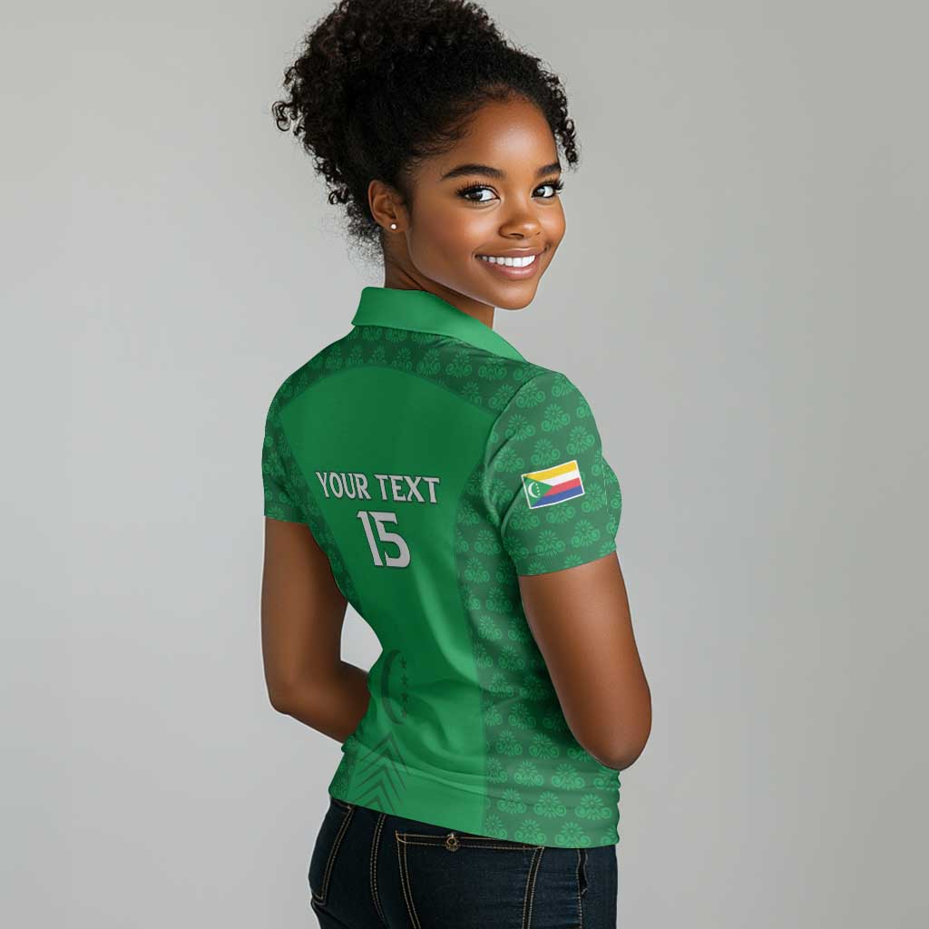 Custom Comoros Football Women Polo Shirt Go Champions Green Les Coelacantes LT15