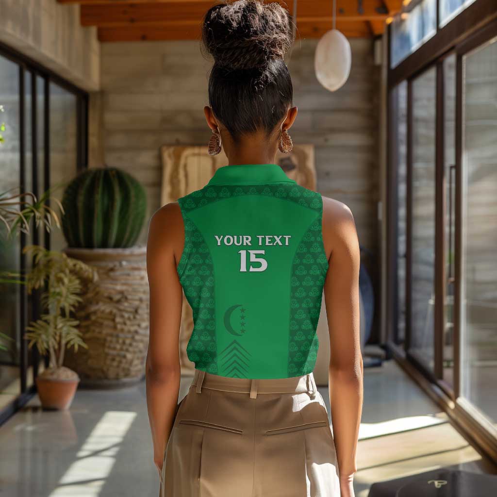 Custom Comoros Football Women Sleeveless Polo Shirt Go Champions Green Les Coelacantes - African Pride