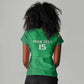 Custom Comoros Football Women V-Neck T-Shirt Go Champions Green Les Coelacantes LT15
