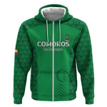 Custom Comoros Football Zip Hoodie Go Champions Green Les Coelacantes - African Pride