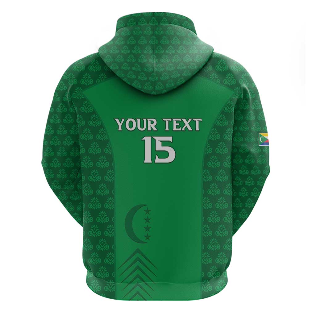 Custom Comoros Football Zip Hoodie Go Champions Green Les Coelacantes - African Pride