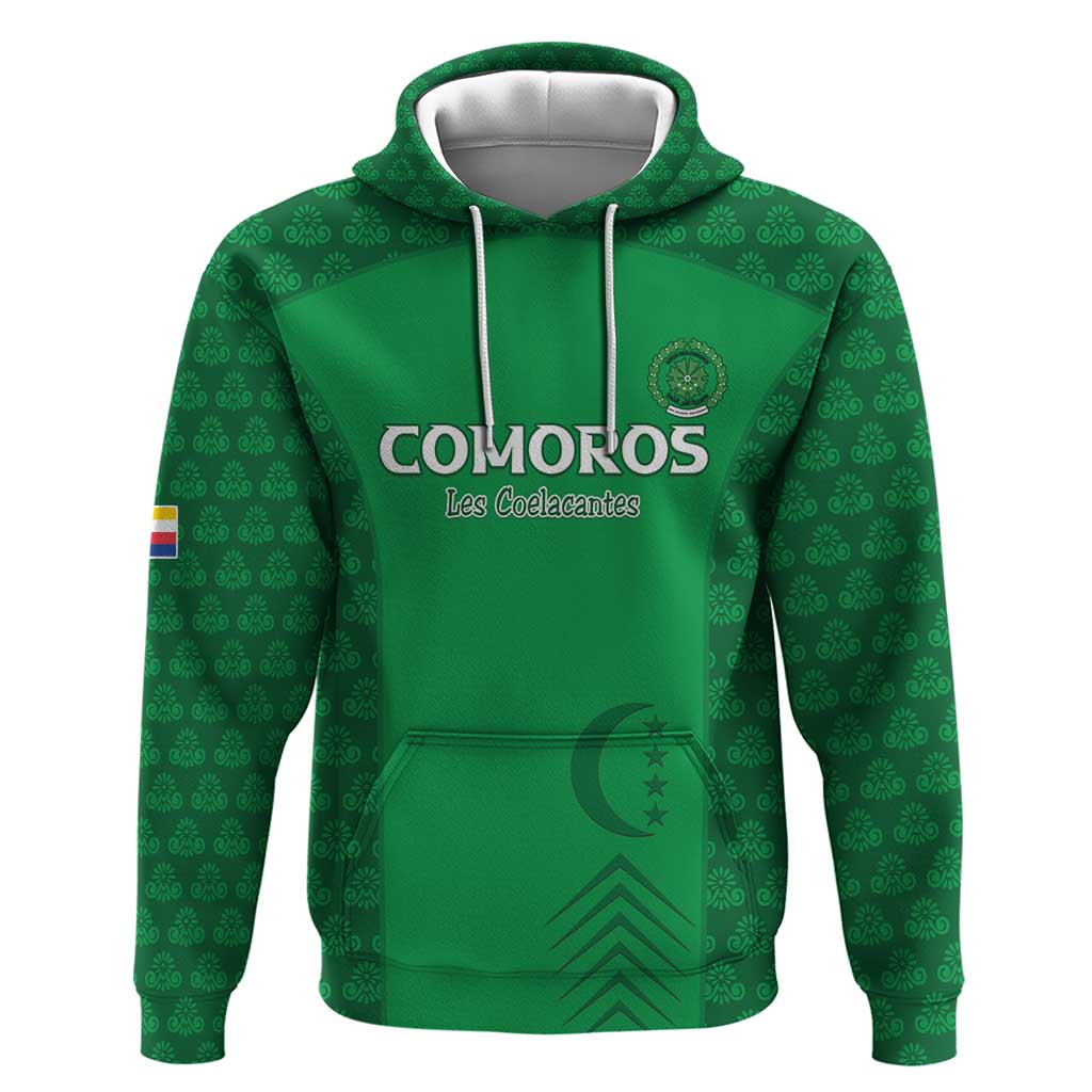 Custom Comoros Football Zip Hoodie Go Champions Green Les Coelacantes - African Pride