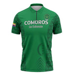 Custom Comoros Football Zipper Polo Shirt Go Champions Green Les Coelacantes - African Pride