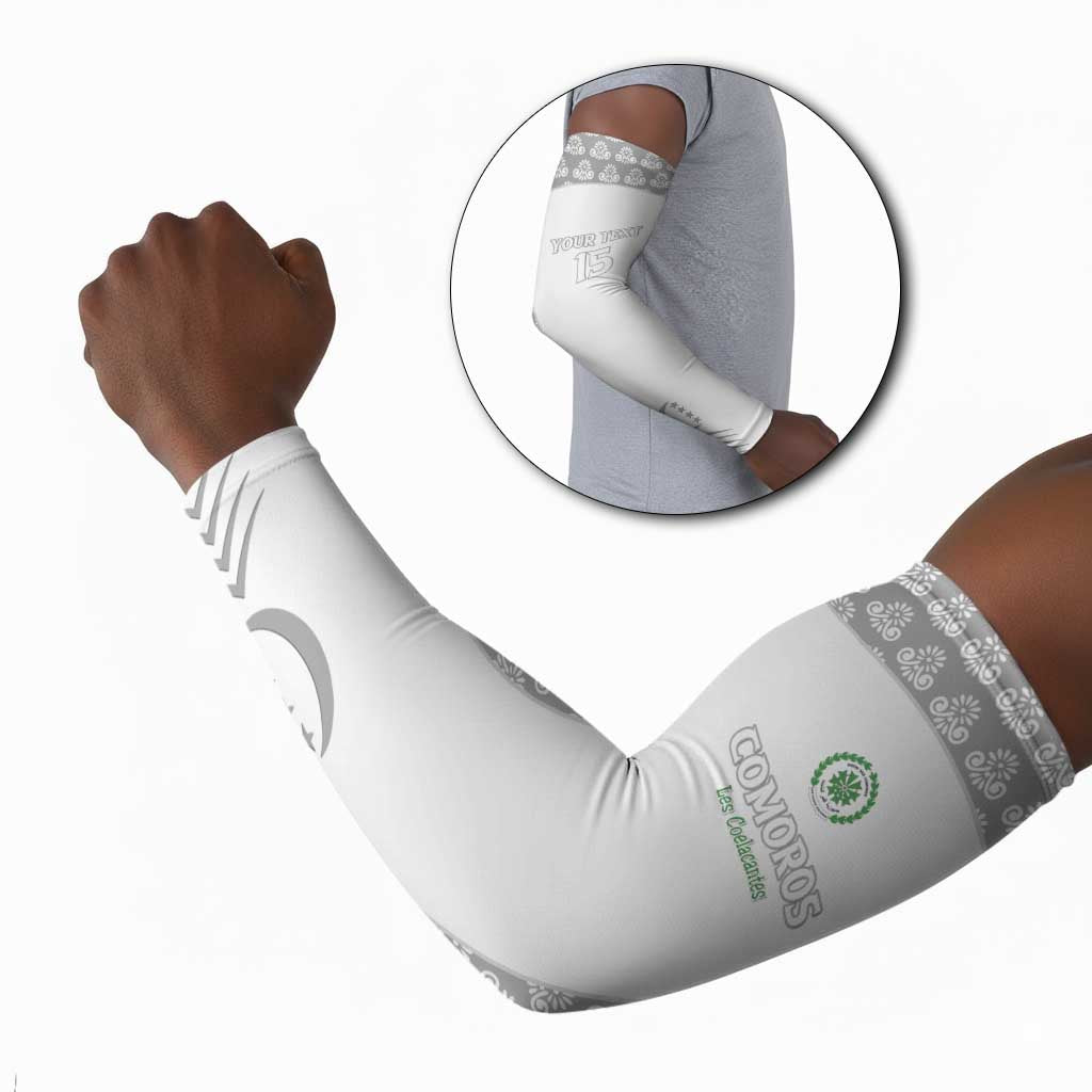 Custom Comoros Football Arm Sleeves Go Champions White Les Coelacantes - African Pride