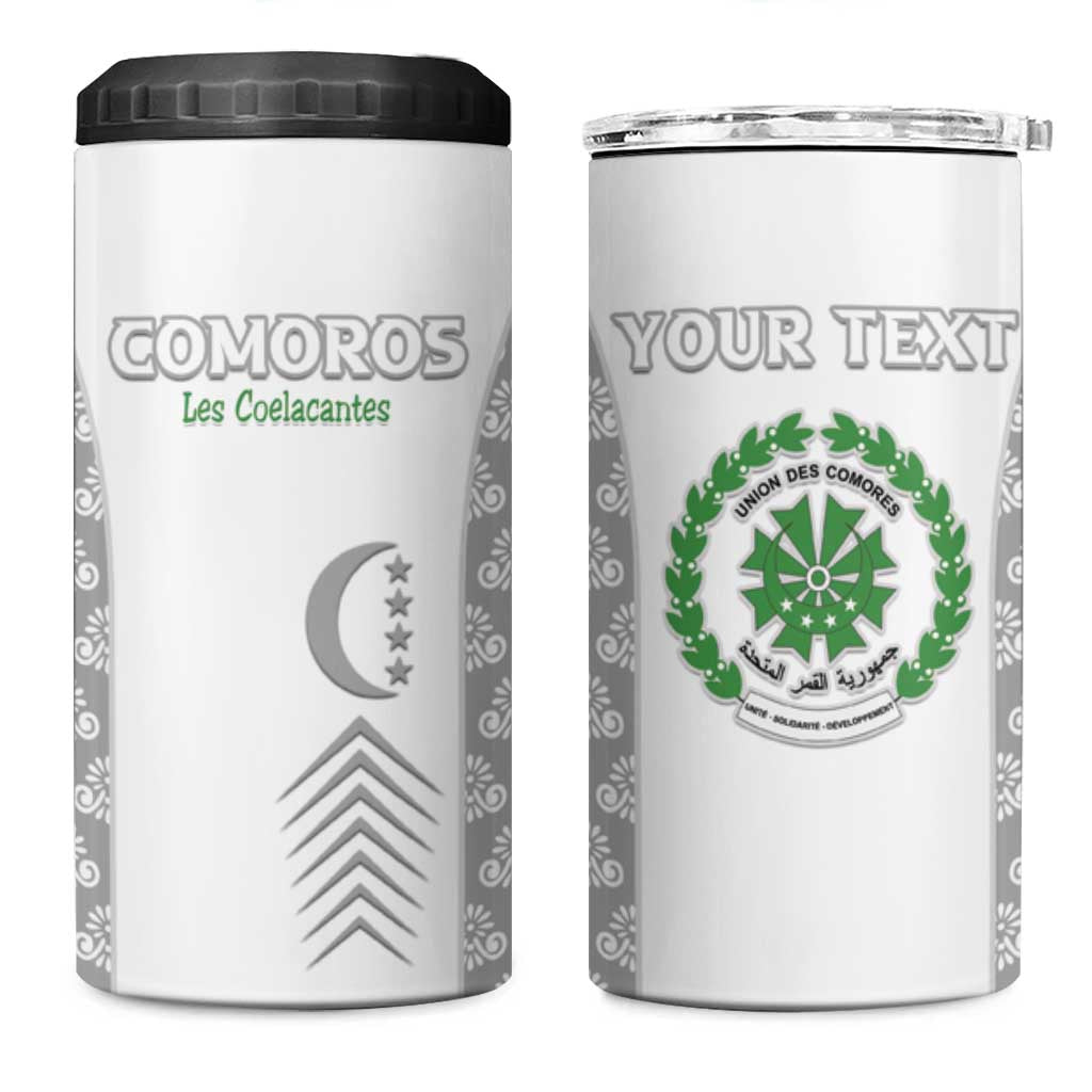 Custom Comoros Football 4 in 1 Can Cooler Tumbler Go Champions White Les Coelacantes - African Pride