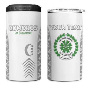 Custom Comoros Football 4 in 1 Can Cooler Tumbler Go Champions White Les Coelacantes - African Pride