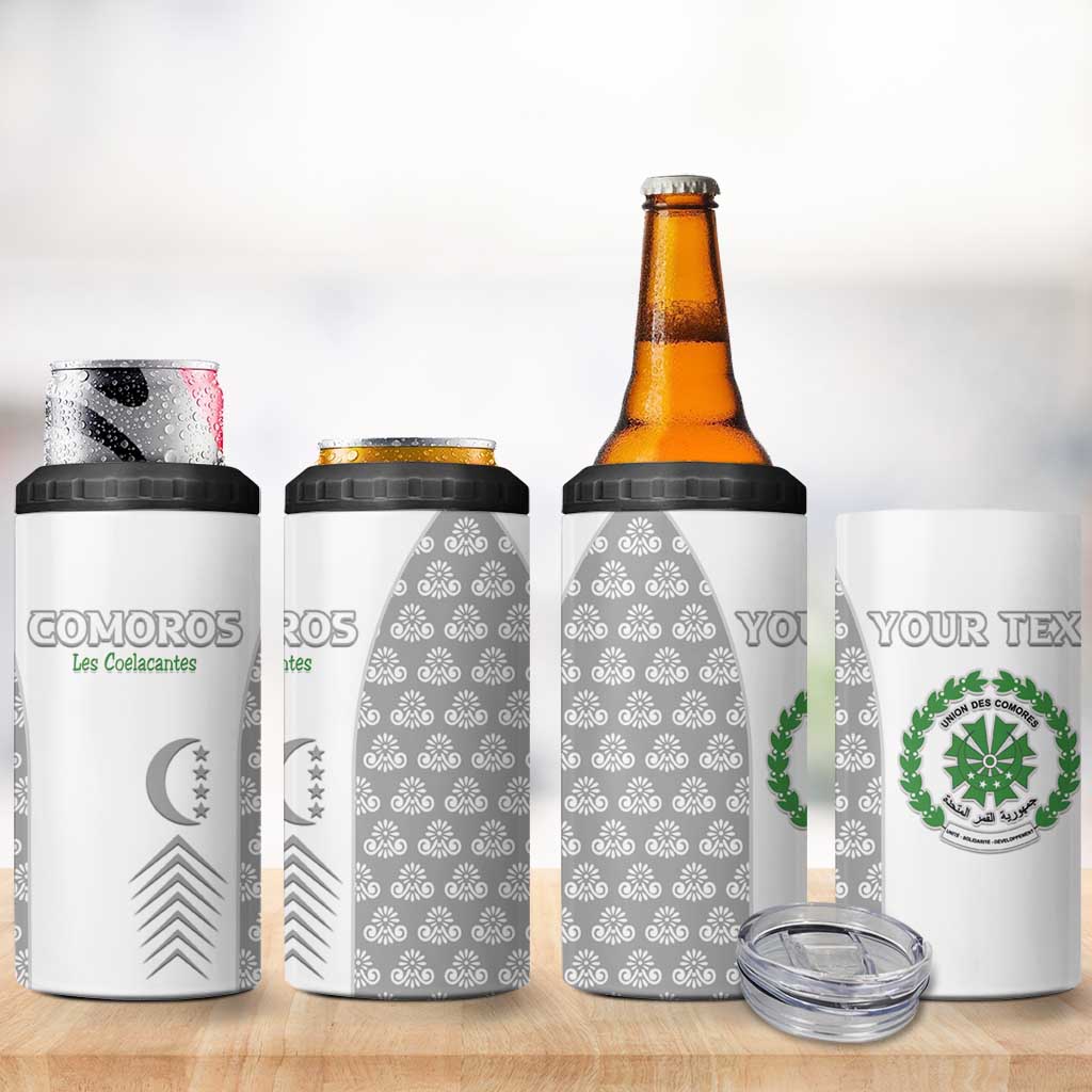 Custom Comoros Football 4 in 1 Can Cooler Tumbler Go Champions White Les Coelacantes - African Pride