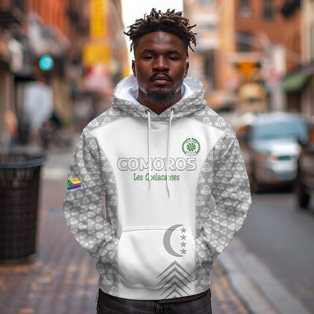Custom Comoros Football Hoodie Go Champions White Les Coelacantes - African Pride