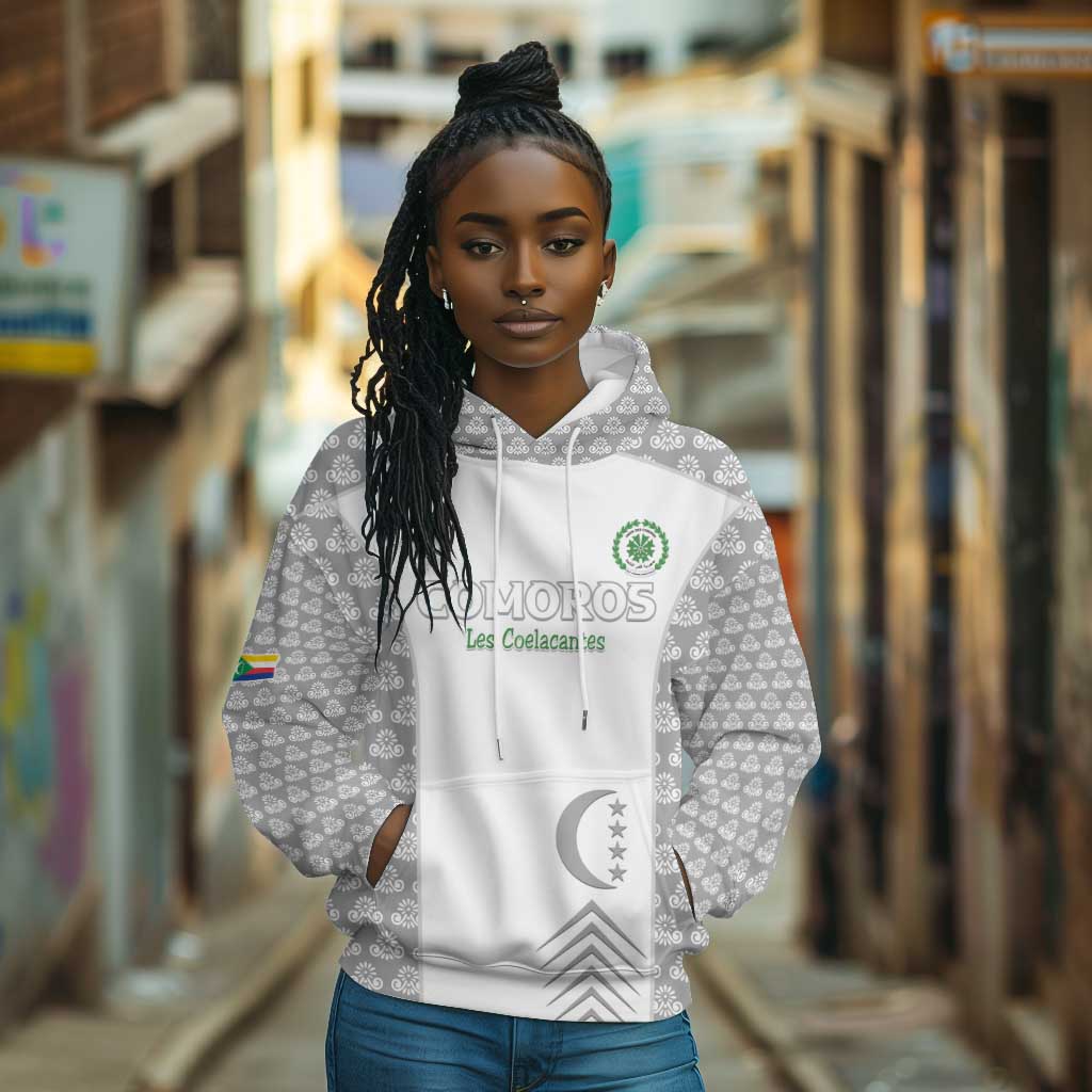 Custom Comoros Football Hoodie Go Champions White Les Coelacantes - African Pride