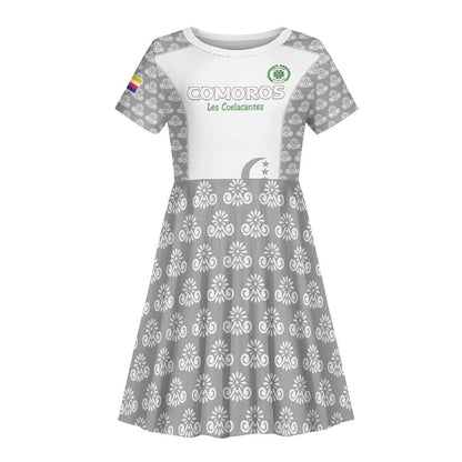 Custom Comoros Football Kid Short Sleeve Dress Go Champions White Les Coelacantes LT15