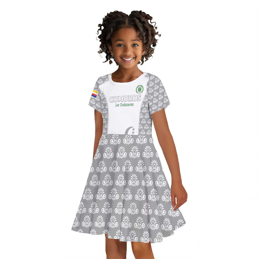 Custom Comoros Football Kid Short Sleeve Dress Go Champions White Les Coelacantes LT15