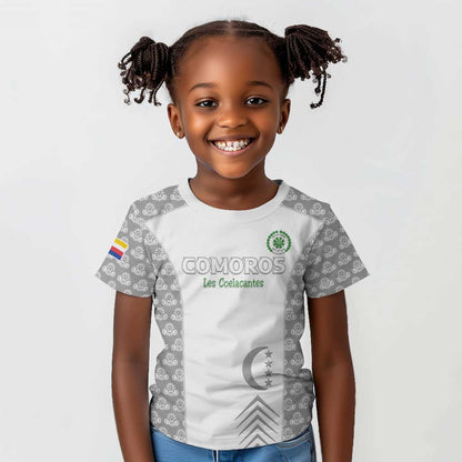 Custom Comoros Football Kid T shirt Go Champions White Les Coelacantes LT15