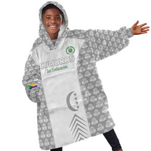 Custom Comoros Football Kid Wearable Blanket Hoodie Go Champions White Les Coelacantes - African Pride