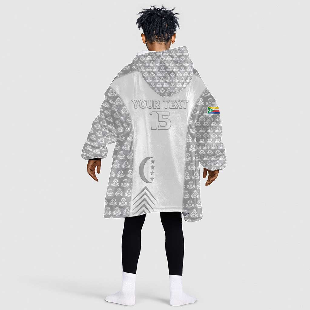 Custom Comoros Football Kid Wearable Blanket Hoodie Go Champions White Les Coelacantes - African Pride