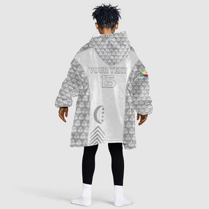 Custom Comoros Football Kid Wearable Blanket Hoodie Go Champions White Les Coelacantes - African Pride