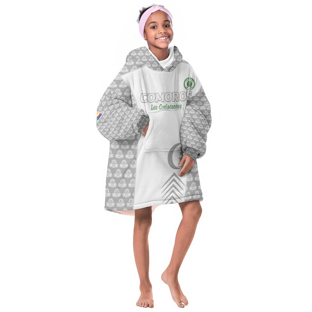 Custom Comoros Football Kid Wearable Blanket Hoodie Go Champions White Les Coelacantes - African Pride