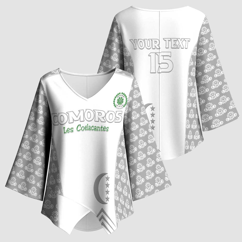 Custom Comoros Football Kimono Sleeve Blouse Go Champions White Les Coelacantes - African Pride