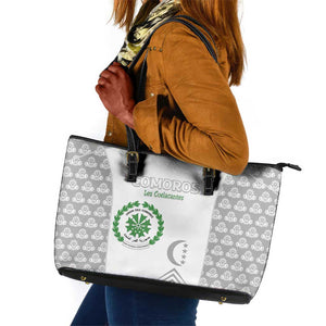 Comoros Football Leather Tote Bag Go Champions White Les Coelacantes - African Pride