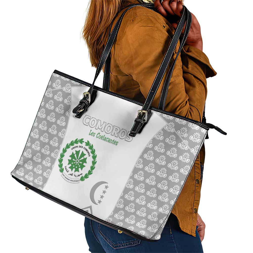Comoros Football Leather Tote Bag Go Champions White Les Coelacantes - African Pride