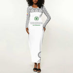 Custom Comoros Football Long Sleeve Bodycon Dress Go Champions White Les Coelacantes - African Pride