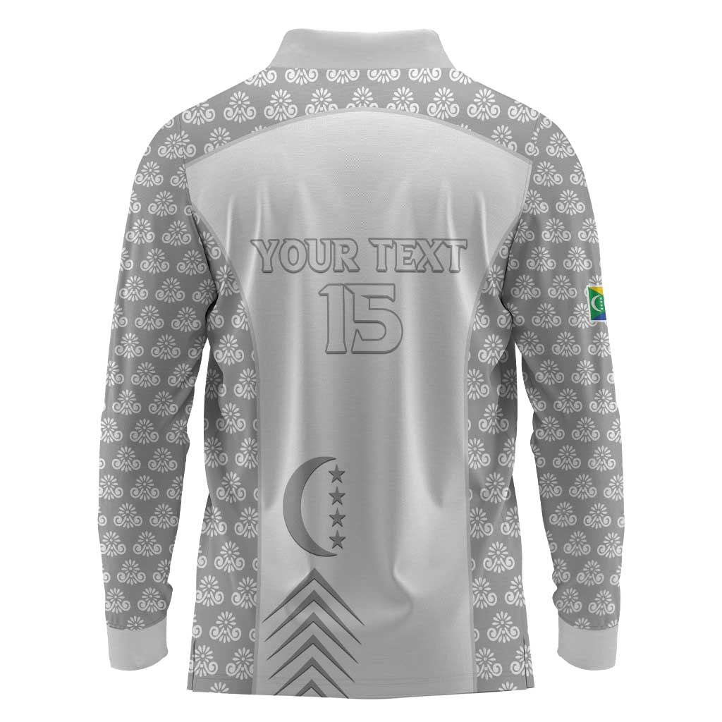 Custom Comoros Football Long Sleeve Polo Shirt Go Champions White Les Coelacantes - African Pride