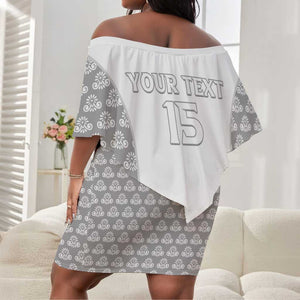 Custom Comoros Football Off Shoulder Short Dress Go Champions White Les Coelacantes - African Pride