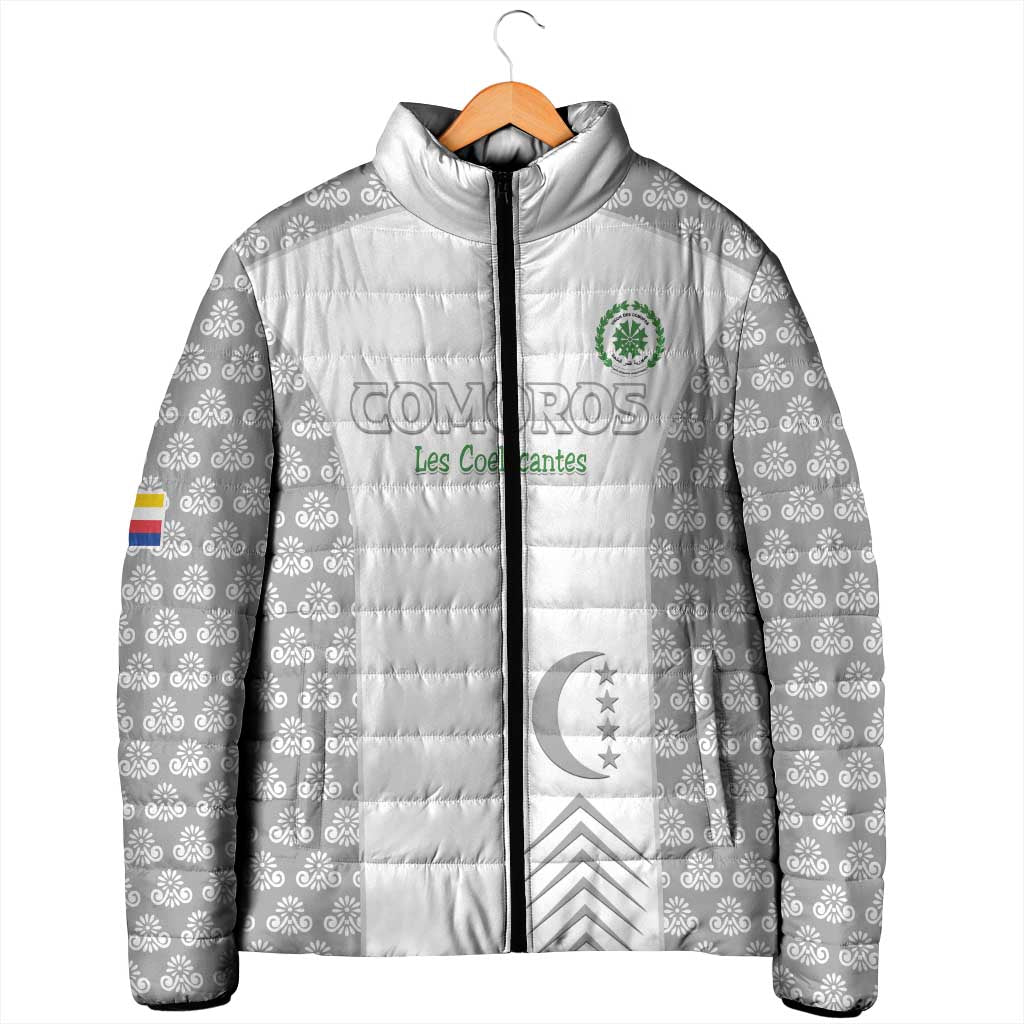 Custom Comoros Football Padded Jacket Go Champions White Les Coelacantes - African Pride
