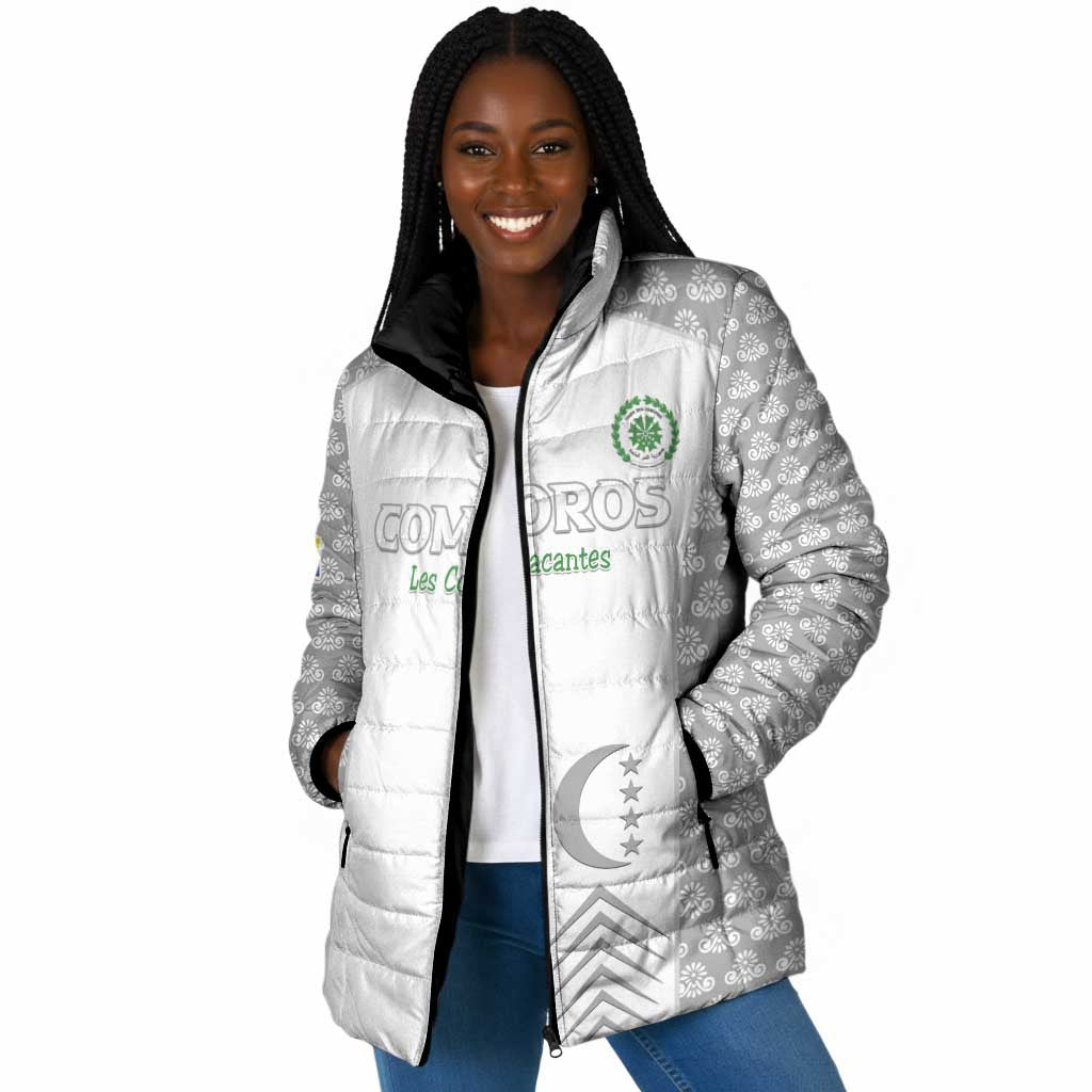 Custom Comoros Football Padded Jacket Go Champions White Les Coelacantes - African Pride