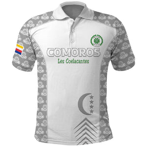 Custom Comoros Football Polo Shirt Go Champions White Les Coelacantes LT15