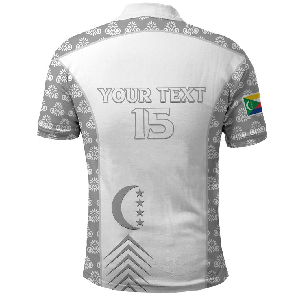 Custom Comoros Football Polo Shirt Go Champions White Les Coelacantes LT15