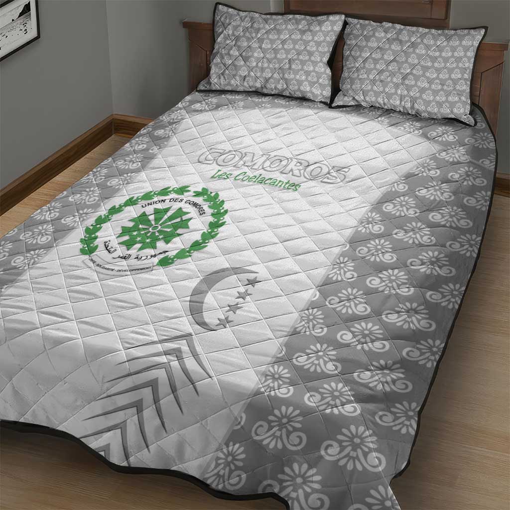 Comoros Football Quilt Bed Set Go Champions White Les Coelacantes - African Pride