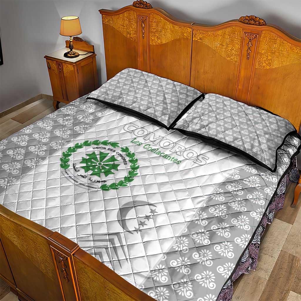 Comoros Football Quilt Bed Set Go Champions White Les Coelacantes - African Pride