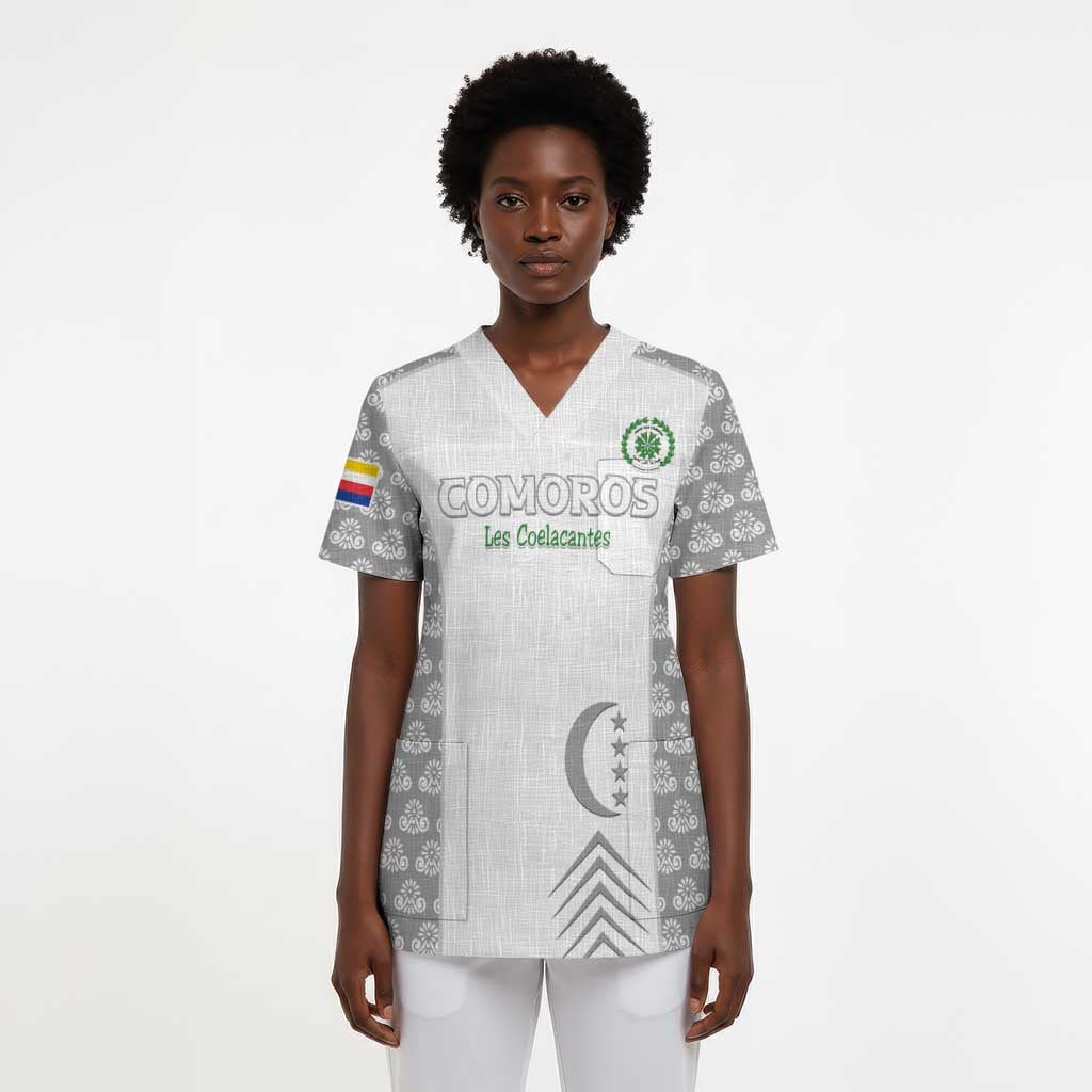 Custom Comoros Football Scrub Top Go Champions White Les Coelacantes - African Pride