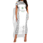 Custom Comoros Football Short Sleeve Bodycon Dress Go Champions White Les Coelacantes LT15