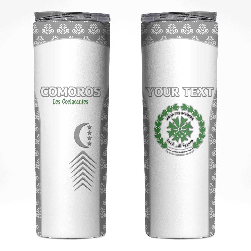 Custom Comoros Football Skinny Tumbler Go Champions White Les Coelacantes - African Pride