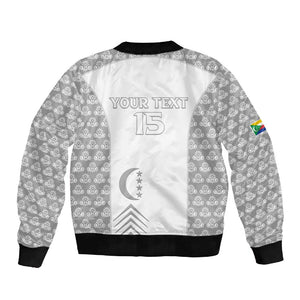 Custom Comoros Football Sleeve Zip Bomber Jacket Go Champions White Les Coelacantes - African Pride