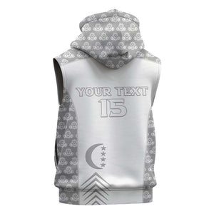 Custom Comoros Football Sleeveless Zip Hoodie Go Champions White Les Coelacantes - African Pride