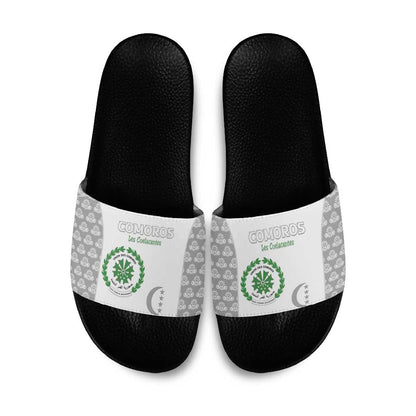 Comoros Football Slide Sandals Go Champions White Les Coelacantes - African Pride