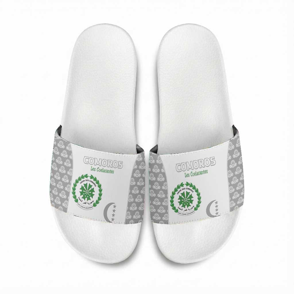 Comoros Football Slide Sandals Go Champions White Les Coelacantes - African Pride