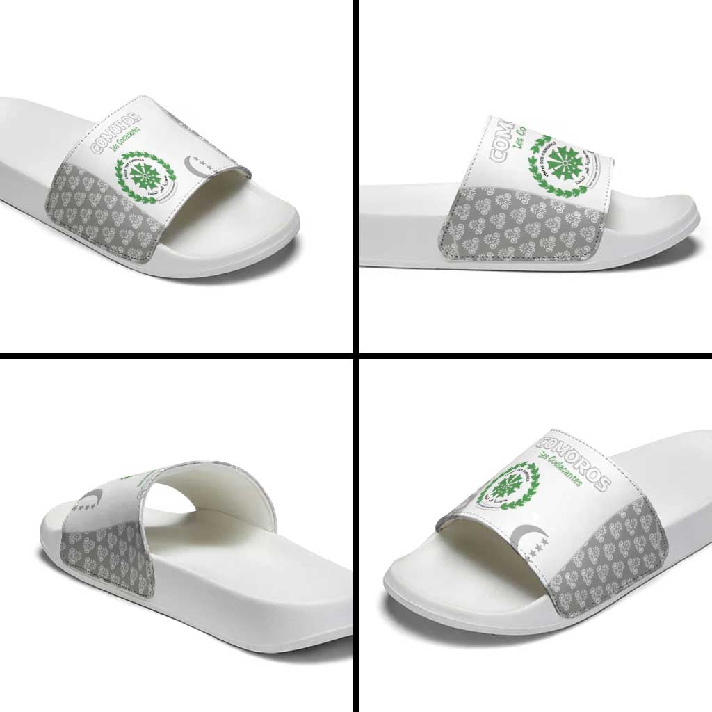 Comoros Football Slide Sandals Go Champions White Les Coelacantes - African Pride