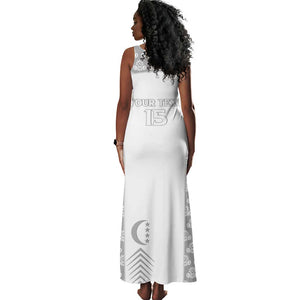 Custom Comoros Football Tank Maxi Dress Go Champions White Les Coelacantes - African Pride