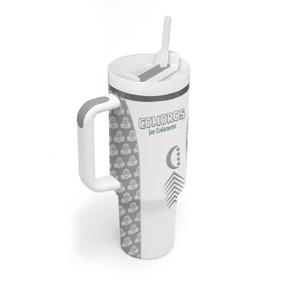Custom Comoros Football Tumbler With Handle Go Champions White Les Coelacantes - African Pride