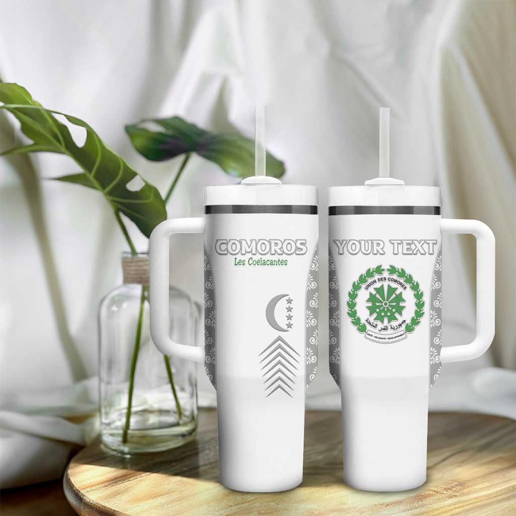 Custom Comoros Football Tumbler With Handle Go Champions White Les Coelacantes - African Pride