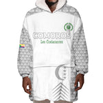 Custom Comoros Football Wearable Blanket Hoodie Go Champions White Les Coelacantes - African Pride