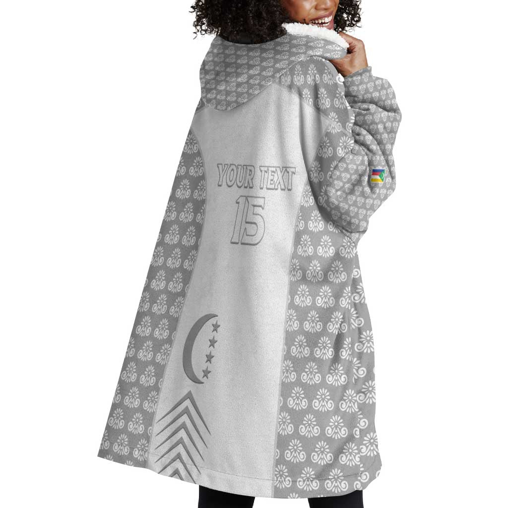 Custom Comoros Football Wearable Blanket Hoodie Go Champions White Les Coelacantes - African Pride