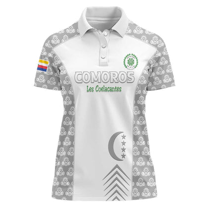 Custom Comoros Football Women Polo Shirt Go Champions White Les Coelacantes LT15